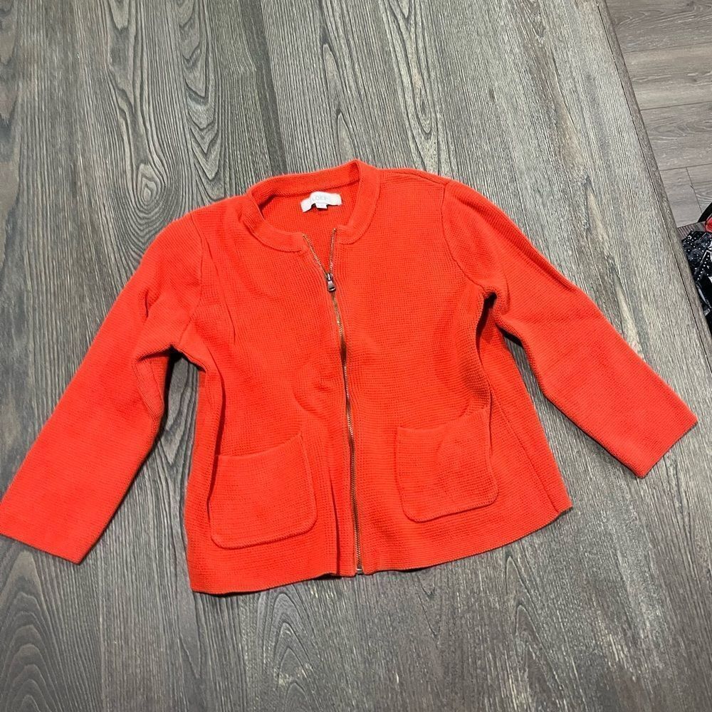 Ann Taylor Loft Sweater Jacket Full Zip Up Heavyweight Knit Red Size Large